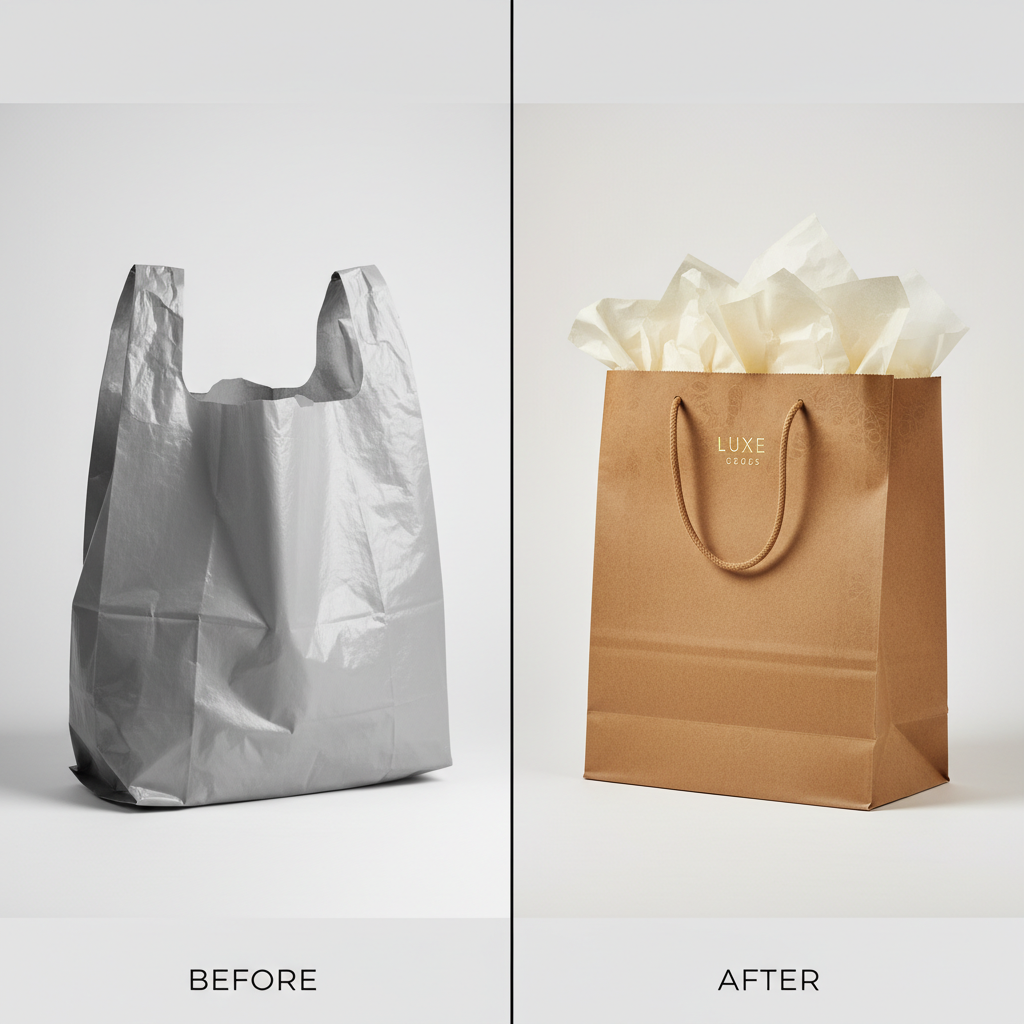 Comparação saco plástico vs sacola de papel